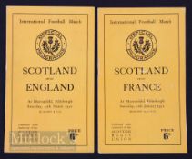 1952 Scottish Home Rugby Programmes (2): The issues v France (a little worn) and v England, with