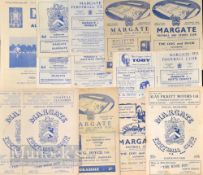 Selection of Margate FC home football programmes to include 1950/51 Kent League Cup final Margate