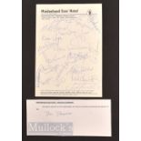 Dai Davies (1948-2021) Owned 1970s Welsh Squad Autograph Sheet on Maidenhead Esso Hotel headed