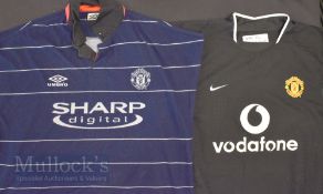 Manchester United away match replica football shirts, most XL size, short sleeves, XXL 1996/97 blue,
