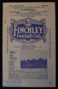 1932/33 Finchley v Bromley, London Senior Cup match programme 28 January, fair condition.
