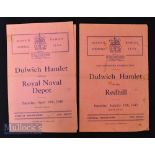 War abandoned season 1939/40 Dulwich Hamlet home match programmes v Redhill (13 January) v Royal
