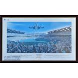 Large Framed colour panoramic photo, RWC Final 1995: The famous shot with an airliner over the SA