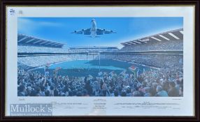 Large Framed colour panoramic photo, RWC Final 1995: The famous shot with an airliner over the SA