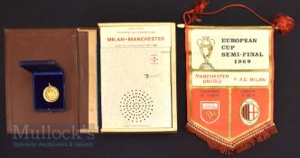 1968/69 Manchester Utd v AC Milan European Cup semi-final pennant complete with tassel; presentation