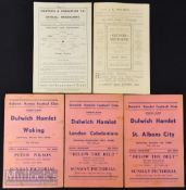Pre-war football programme selection 1921/22 Catford Southend (reserves) v Transport Workers, 1935/