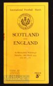 1939 Scotland v England Rugby Programme: From the last clash pre-WW2, and featuring six who were