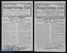 Fulham home match programmes 1945/46 Chelsea (6 April), 1946/47 West Bromwich Albion (29 March); (2)