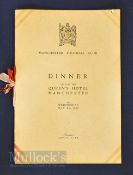 1929 Manchester RFC Annual Rugby Dinner Menu - Large menu with detailed contents, Dr A.C Gillies (