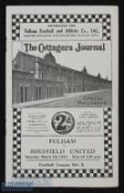 1937/38 Fulham v Sheffield Utd Div. 2 match programme 5 March, slight rust to staple, o/wise good.