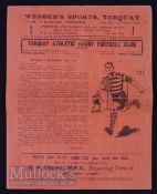 Rare 1938 Torquay Athletic v Metropolitan Police Rugby Programme: Large, near-A4, flimsy orange