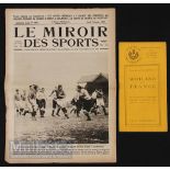 Rare 1923 Scotland v France Rugby Programme: Much sought-after &, most unusually for the SRU,