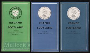 1948-1949-1951 ‘Dummy’ Ireland & France v Scotland Rugby Programmes (3): The respective green &
