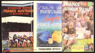France v South Africa etc Rugby Programmes (3): Issues from France v Australia at Strasbourg and