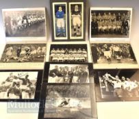 Collection of football pictures all glazed/hardboard ‘clipped’ backing approximate size 12” x 8”