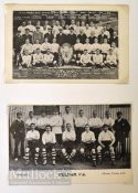 1908/1909 Fulham team postcard photograph with players named, another team group postcard with two