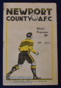 1946/47 Newport County v Plymouth Argyle Div. 2 match programme 10 May; Fair-good condition.