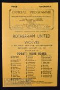 1945/46 FAC match programme Wolverhampton Wanderers v Rotherham United. 11 January. Good.