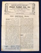 1921/22 Arsenal v West Bromwich Albion football match programme 18 April 1922; was folded in four