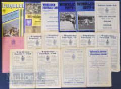 Collection of Wimbledon FC home match football programmes to include 1952/53 Tooting & Dulwich