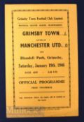 1945/46 War League North Grimsby Town v Manchester Utd 19 January, 4 pager; score on front, o/wise