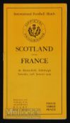 1929 Scarce Scotland v France Rugby Programme: Lovely condition, barely a spine split, clean staple,