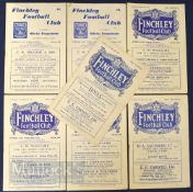 Selection of Finchley FC home match football programmes to include 1951/52 Cambridge University (fr,