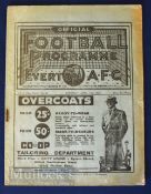 1935/36 Everton v West Bromwich Albion Div. 1 football programme 11 April 1936, rusty staple,