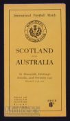 1947 Scotland v Australia Rugby Programme: Eight years since originally scheduled, the Wallabies