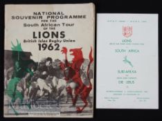 Scarce 1962 British Lions Rugby Programme etc (2): SA v Lions 3rd test at Cape Town, plus the