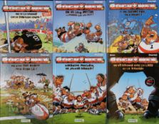 French Asterix-Style Rugbymen Cartoon Books (6): In mint condition, the five editions of these