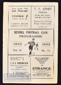 1932/33 Bexhill FC v Horsham FA Amateur Cup football programme 8 October 1932. Light crease, o/
