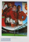 Welsh Rugby Victory in France 1999 Coloured Caricature Print: Fine large (23.5” x 16.5” inc