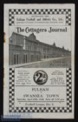 1935/36 Fulham v Swansea Town Div. 2 match programme 25 April; slight fold, heavy rust staple.