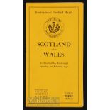 1930 Scarce Scotland v Wales Rugby Programme: The hosts won 12-9, the standard programme looks
