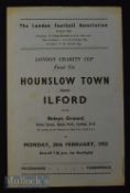 1954/55 London Charity Cup Final at West Ham Utd Hounslow Town v Ilford Final tie match programme