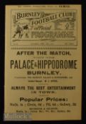 1912/13 Burnley v Stalybridge Celtic Central League match programme 19 April, scarce fixture; has