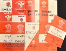 1959-1982 Wales & England Rugby Programmes (9): Issues from 59, 61, 62 (a), 63, 65 (Triple Crown),