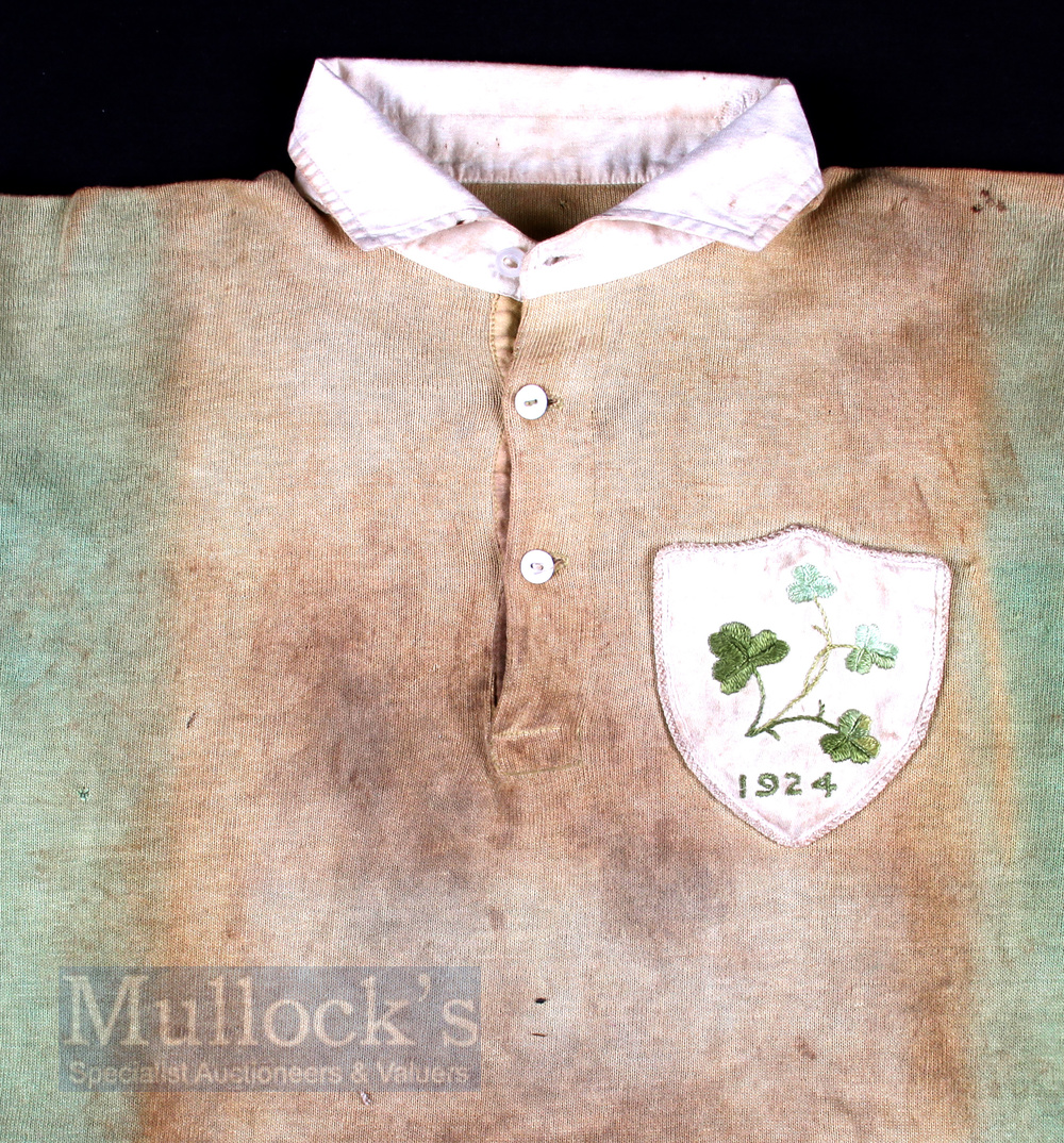 1924 Scarce Ireland Green International Rugby Jersey exchanged with Dr A C Gillies: have - Image 6 of 6