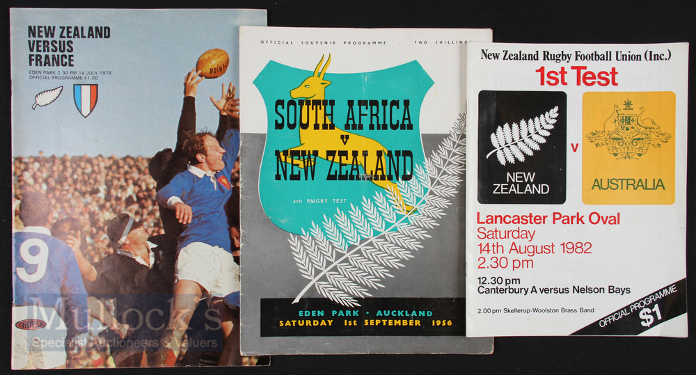 1956-1982 New Zealand Rugby Programmes (3): 1956 1st Sept v South Africa, great series; and 1979 v