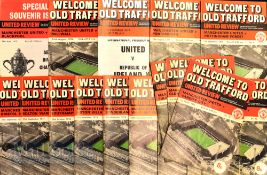 1974/75 Manchester United League football programmes includes 1, 2, 3, 4, 6, 7, 10, 13, 14, 17,