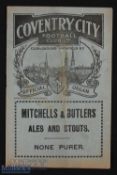 1928/29 Coventry City v Fulham FAC match programme 24 November; centre fold, rusty staple.