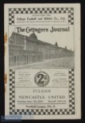 Pre war 1934/35 Fulham v Newcastle Utd Div. 2 football match programme slight crease, heavy rust