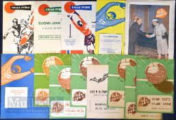 Selection of Finland home international match programmes to include 1955 USA Olympic team (fr),