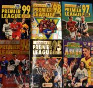 6x Merlin Collection Football Sticker Albums including 95, 96, 97, 98, Kick Off 98/99 and 99 all
