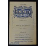 1934/35 Finchley v Uxbridge Town Amateur Cup replay match football programme 1st December, pencil