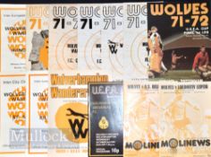 Collection of Wolverhampton Wanderers big match football programmes to include European homes 1970/
