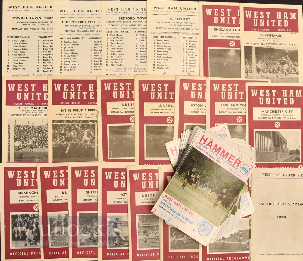 Good Selection of 1960s onwards West Ham United Home football programmes featuring 58 v Arsenal LCC,