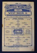 1933/34 Sheffield Wednesday v West Bromwich Albion Div. 1 football programme 26 December 1933,