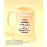 Scarce 1992 South Africa v New Zealand Ceramic Rugby Tankard: 6” high x 5.5” wide inc handle,
